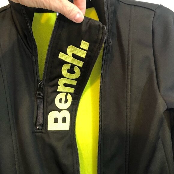 Bench Ladies Lg Polyester Jacket Black with Lime Green  Fleece Lined and Logo - Picture 4 of 16